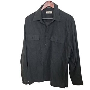 Firethorn Mens Casual Long Sleeve Button Up Shirt Black Size L